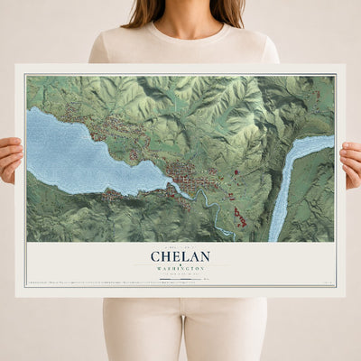 Map of Chelan, Washington, 18 x 24 inch unframed archival matte print