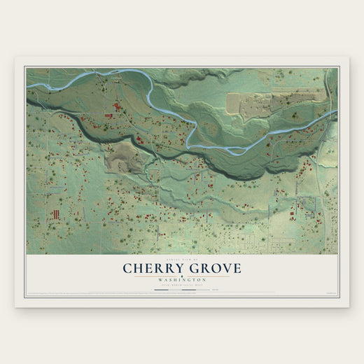 Cherry Grove, Washington map print, the full design
