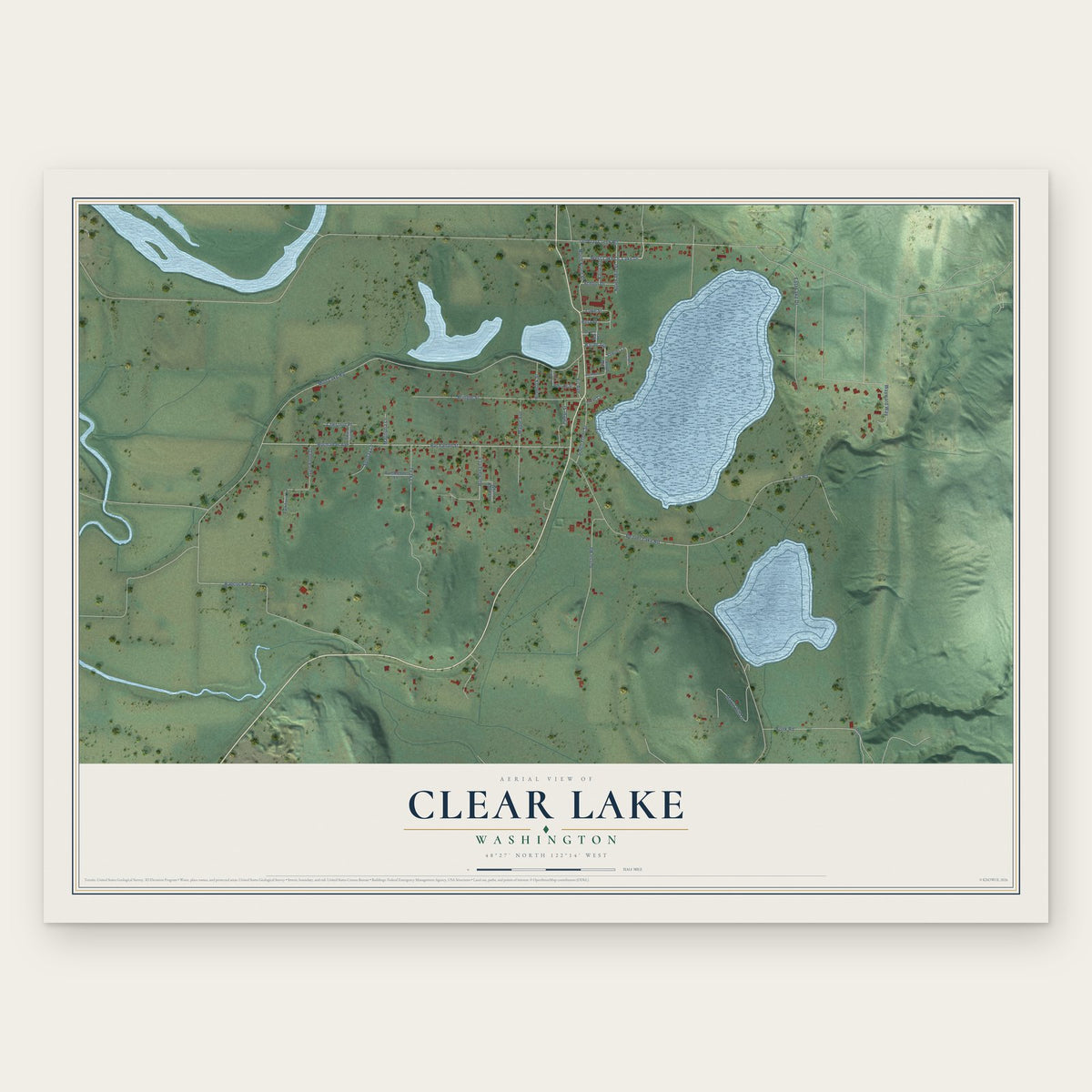 Clear Lake, Washington map print, the full design