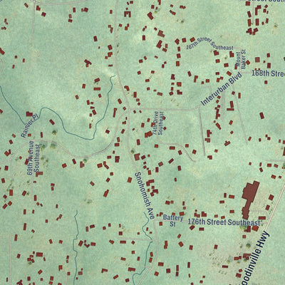 Close-up of the map of Clearview, Washington print showing street and building detail