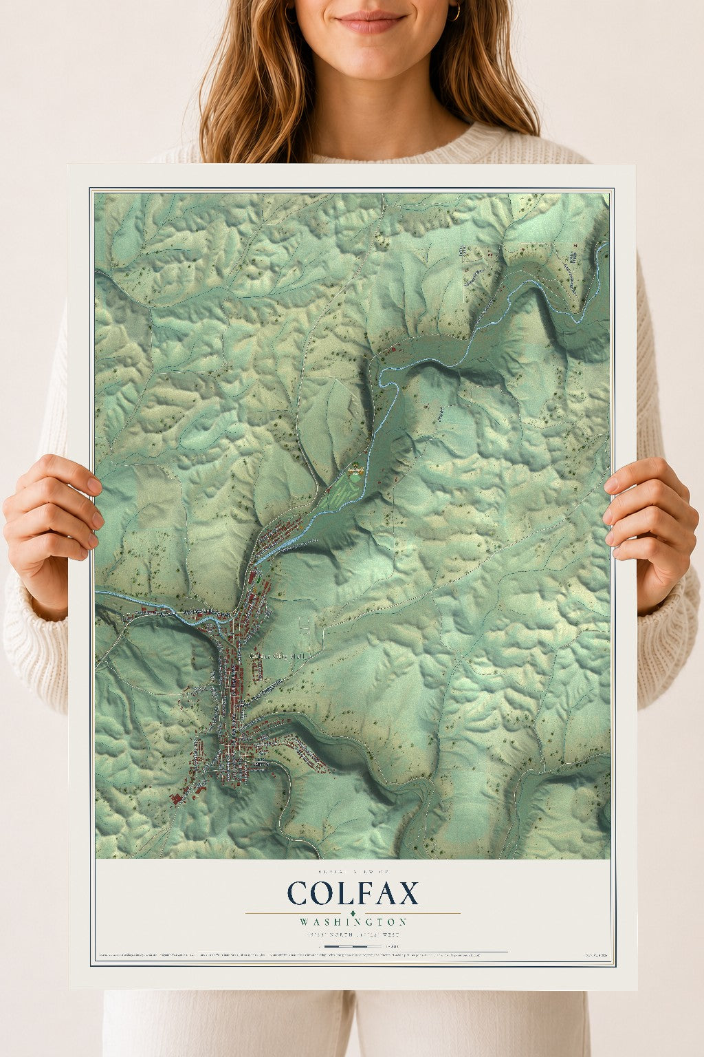 Map of Colfax, Washington, 18 x 24 inch unframed archival matte print