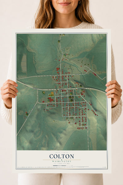 Map of Colton, Washington, 18 x 24 inch unframed archival matte print