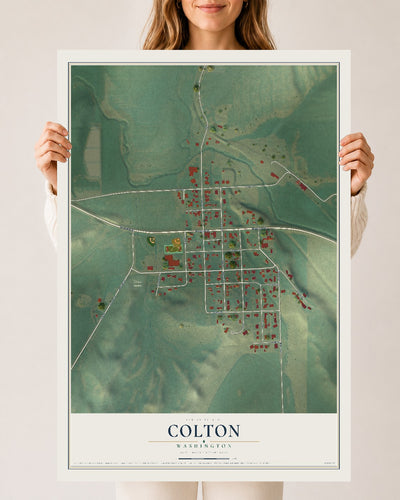 Map of Colton, Washington, 24 x 36 inch unframed archival matte print