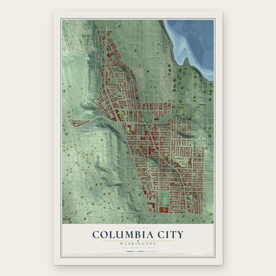 Columbia City, Washington map print, the full design