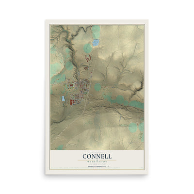 Map of Connell, Washington, 12 x 18 inch unframed archival matte print