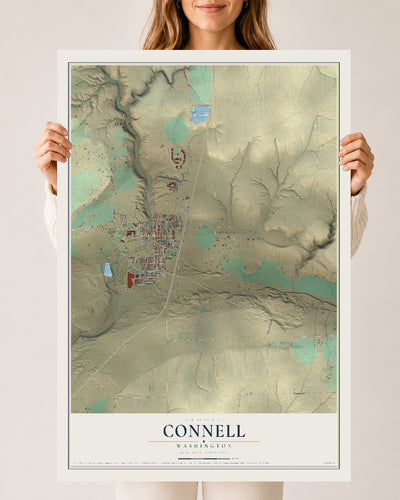 Map of Connell, Washington, 24 x 36 inch unframed archival matte print