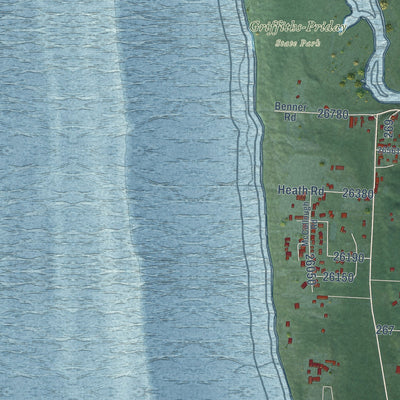 Close-up of the map of Copalis Beach, Washington print showing street and building detail