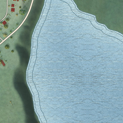 Close-up of the map of Cougar, Washington print showing street and building detail