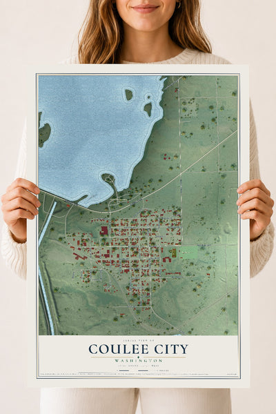 Map of Coulee City, Washington, 18 x 24 inch unframed archival matte print