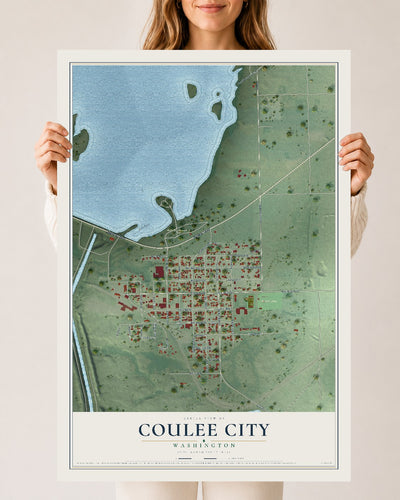 Map of Coulee City, Washington, 24 x 36 inch unframed archival matte print