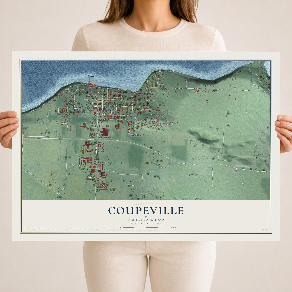 Map of Coupeville, Washington, 18 x 24 inch unframed archival matte print