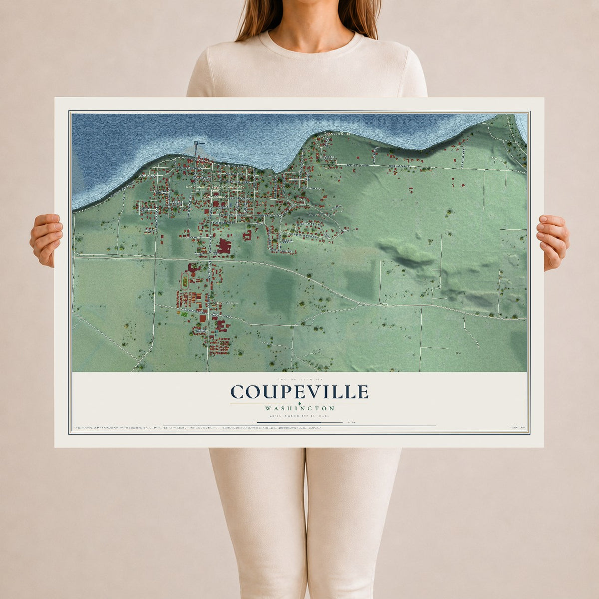 Map of Coupeville, Washington, 24 x 36 inch unframed archival matte print