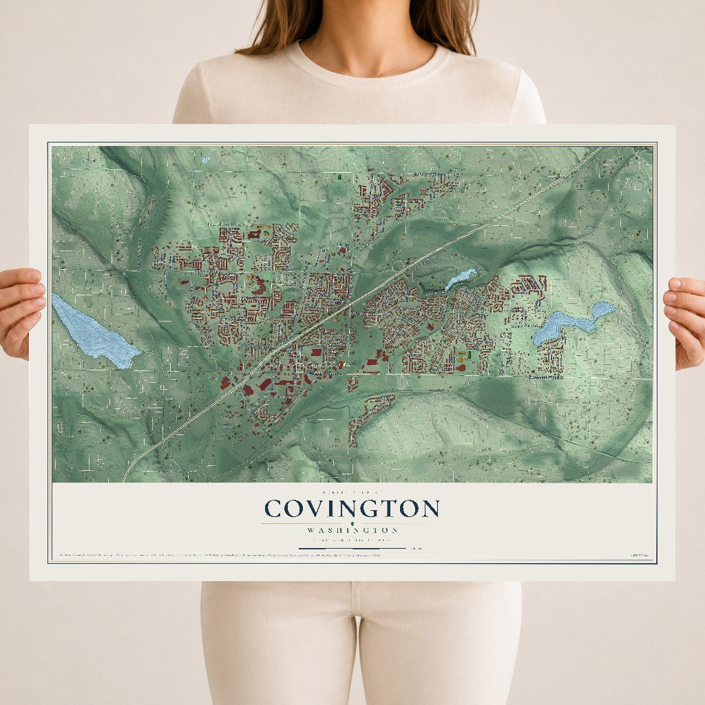 Map of Covington, Washington, 18 x 24 inch unframed archival matte print