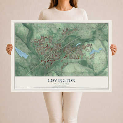 Map of Covington, Washington, 24 x 36 inch unframed archival matte print