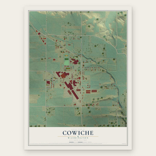 Cowiche, Washington map print, the full design