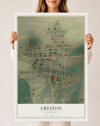 Map of Creston, Washington, 24 x 36 inch unframed archival matte print