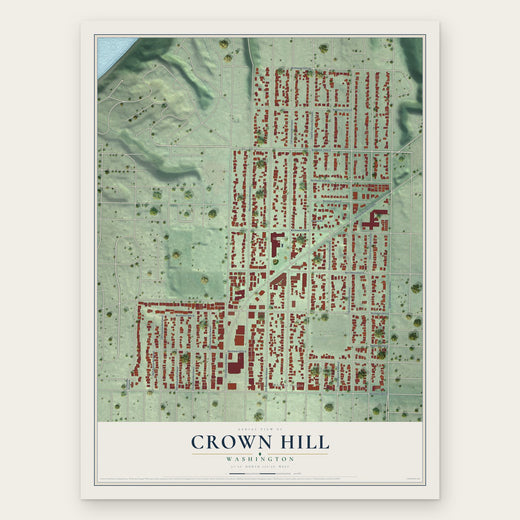 Crown Hill, Washington map print, the full design
