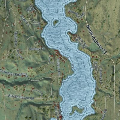 Close-up of the map of Curlew Lake, Washington print showing street and building detail