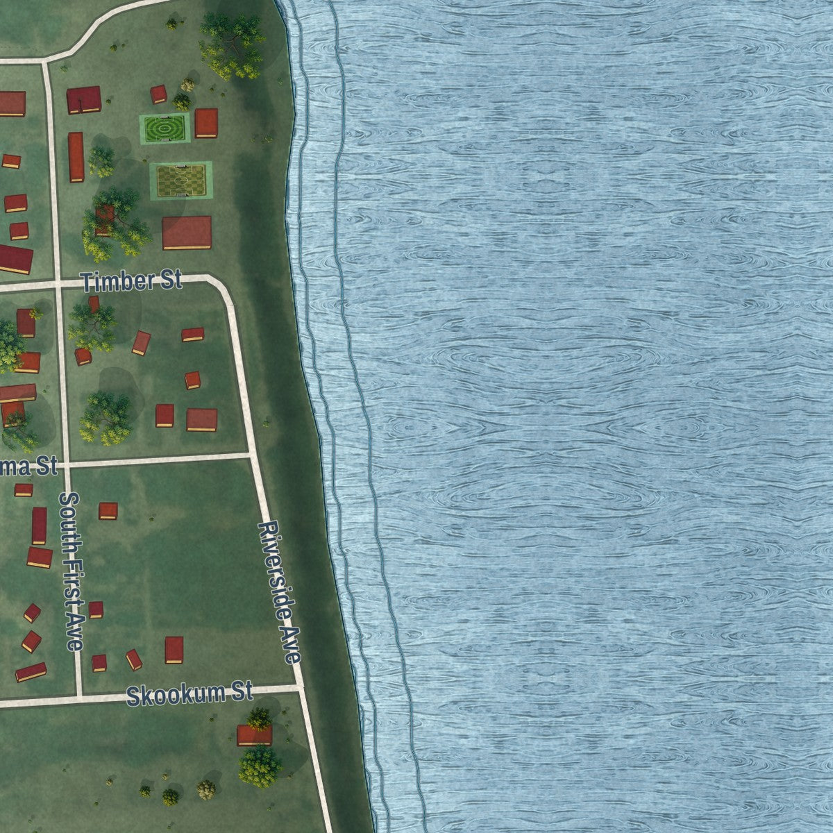 Second close-up of the map of Cusick, Washington print showing more streets and buildings