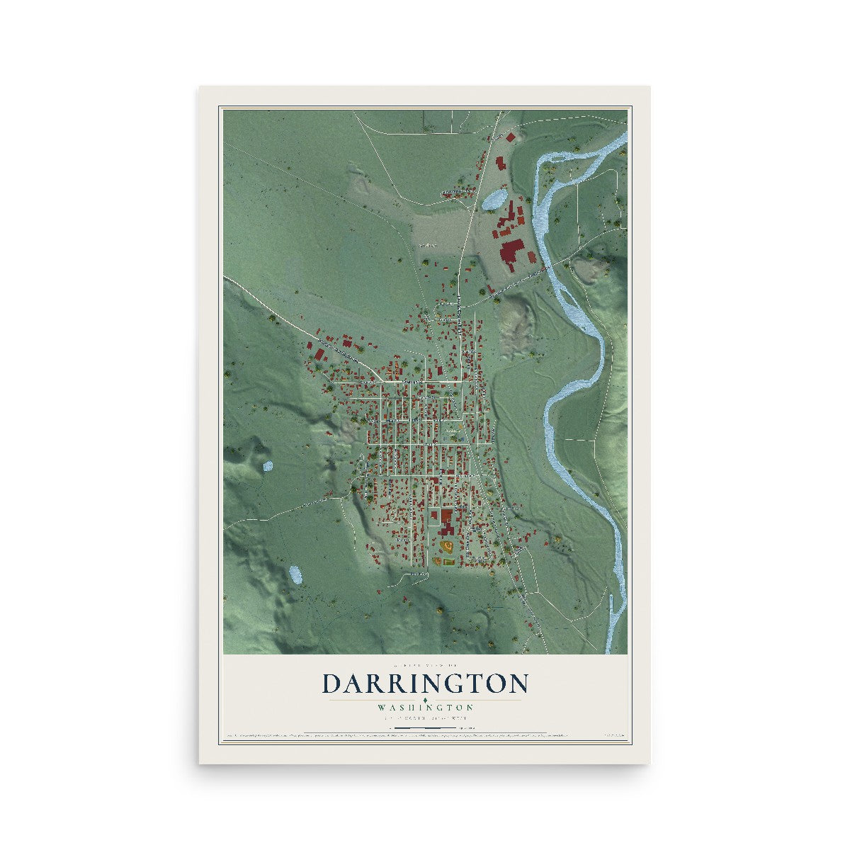 Map of Darrington, Washington, 12 x 18 inch unframed archival matte print