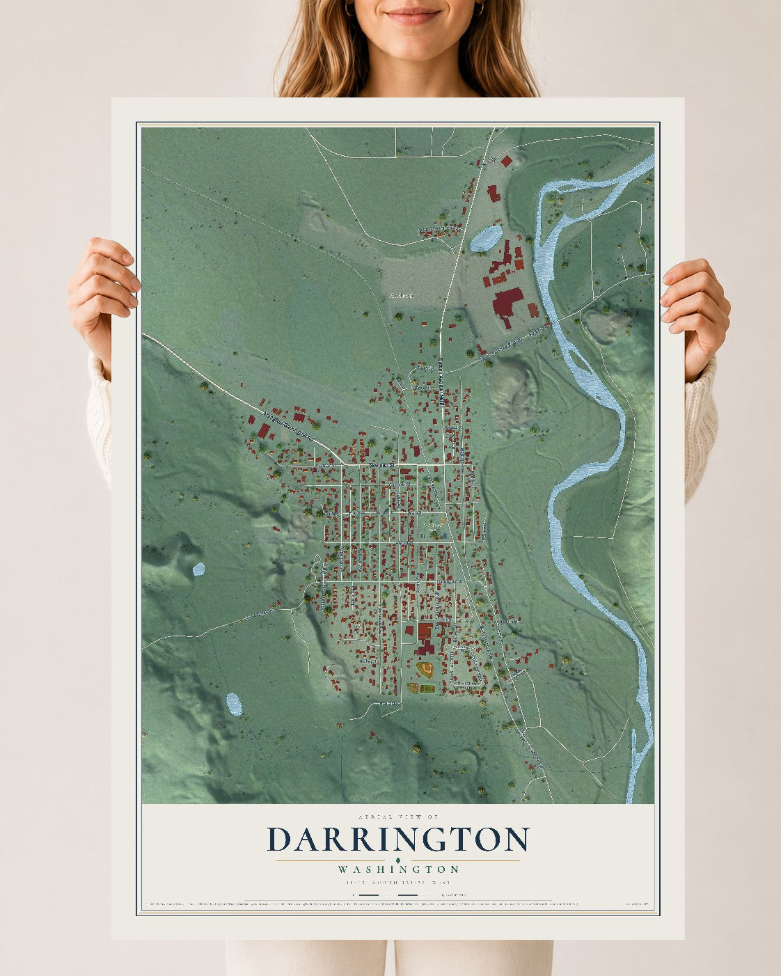 Map of Darrington, Washington, 24 x 36 inch unframed archival matte print
