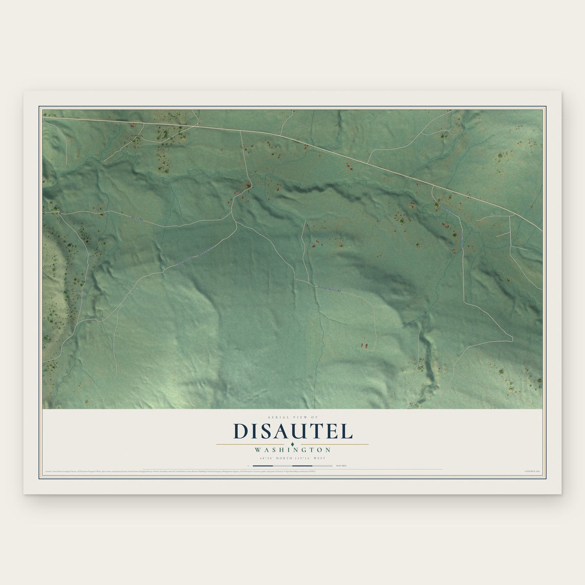 Disautel, Washington map print, the full design