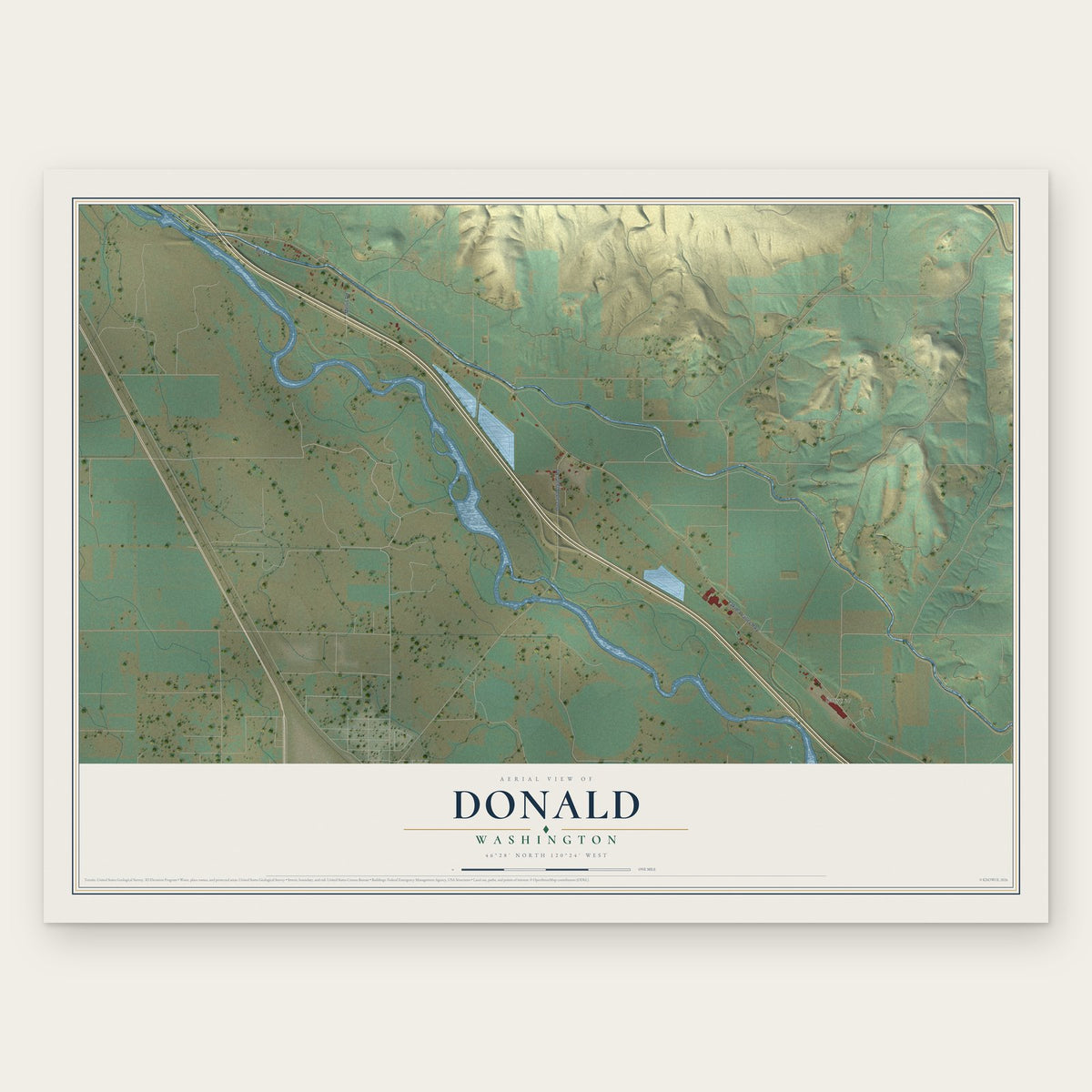 Donald, Washington map print, the full design