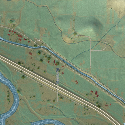 Close-up of the map of Donald, Washington print showing street and building detail
