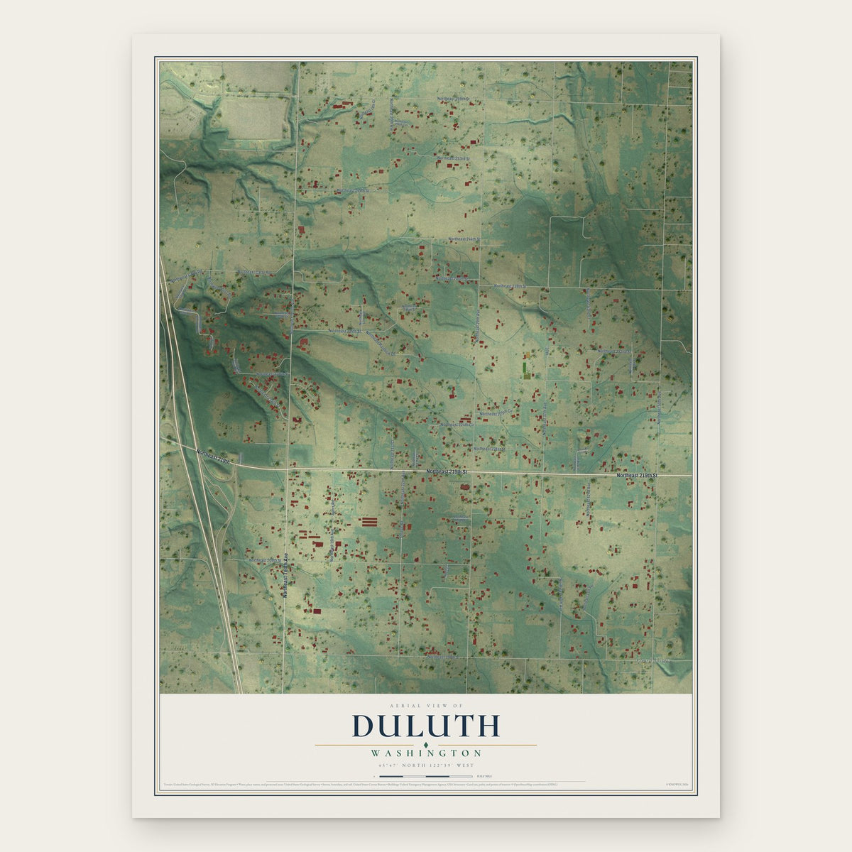 Duluth, Washington map print, the full design