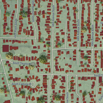 Close-up of the map of Dunlap, Washington print showing street and building detail