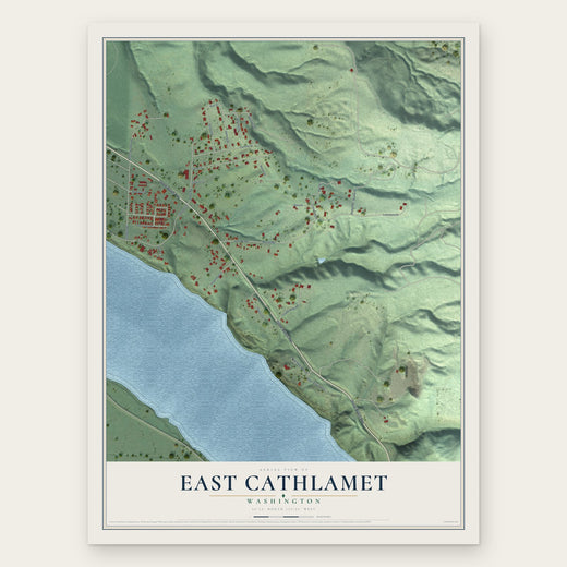 East Cathlamet, Washington map print, the full design
