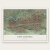 East Central, Washington map print, the full design