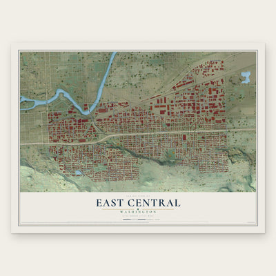 East Central, Washington map print, the full design