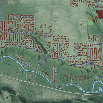Close-up of the map of East Renton Highlands, Washington print showing street and building detail