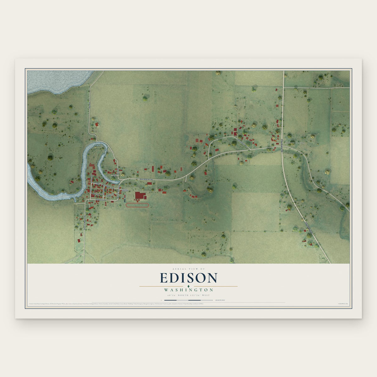 Edison, Washington map print, the full design