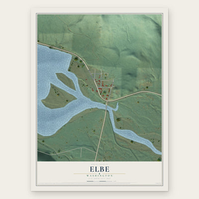 Elbe, Washington map print, the full design
