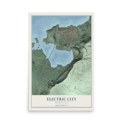 Map of Electric City, Washington, 12 x 18 inch unframed archival matte print