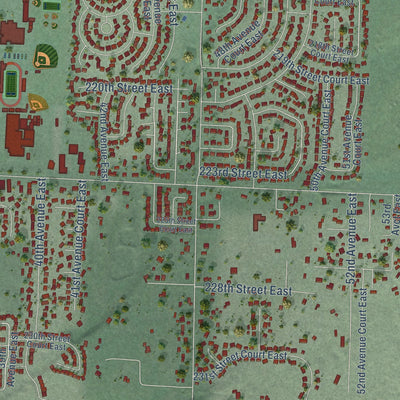 Close-up of the map of Elk Plain, Washington print showing street and building detail