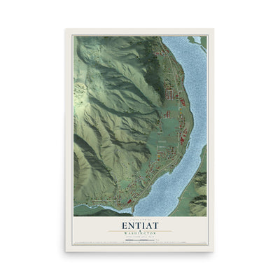 Map of Entiat, Washington, 12 x 18 inch unframed archival matte print