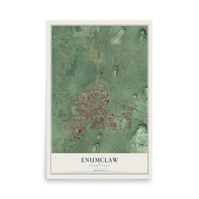 Map of Enumclaw, Washington, 12 x 18 inch unframed archival matte print