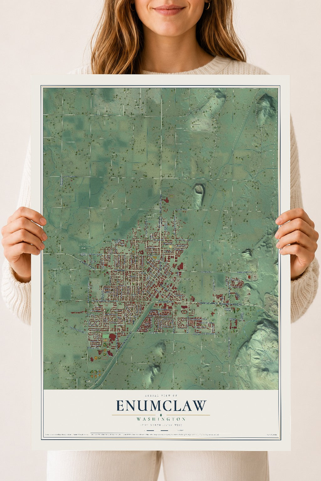 Map of Enumclaw, Washington, 18 x 24 inch unframed archival matte print