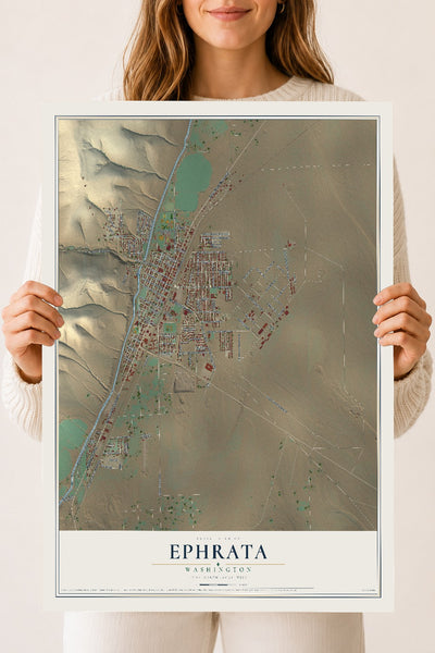 Map of Ephrata, Washington, 18 x 24 inch unframed archival matte print