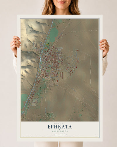 Map of Ephrata, Washington, 24 x 36 inch unframed archival matte print