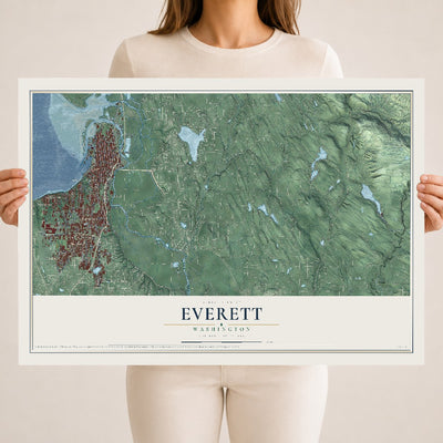 Map of Everett, Washington, 18 x 24 inch unframed archival matte print