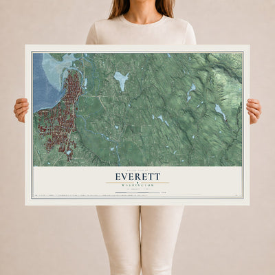 Map of Everett, Washington, 24 x 36 inch unframed archival matte print