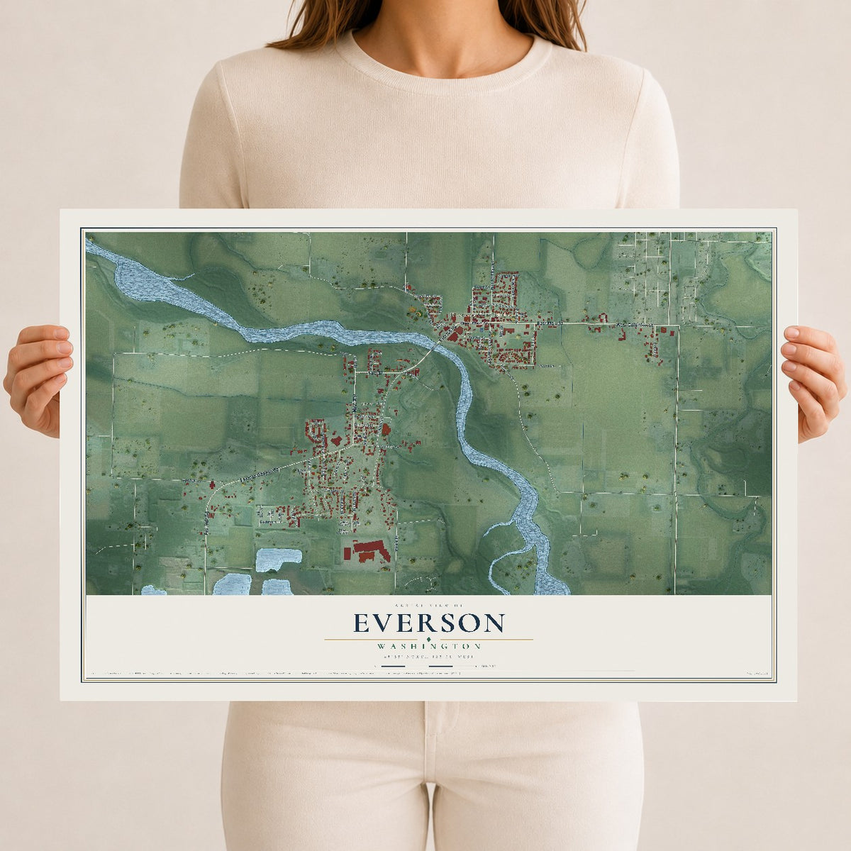 Map of Everson, Washington, 12 x 18 inch unframed archival matte print