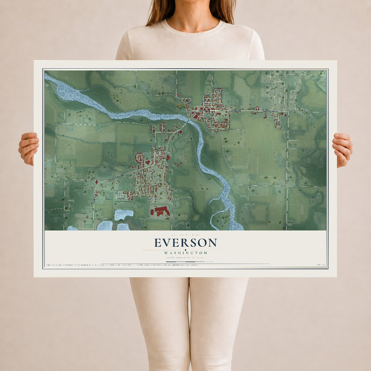 Map of Everson, Washington, 24 x 36 inch unframed archival matte print