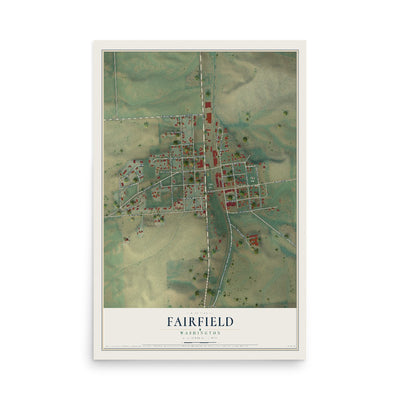 Map of Fairfield, Washington, 12 x 18 inch unframed archival matte print
