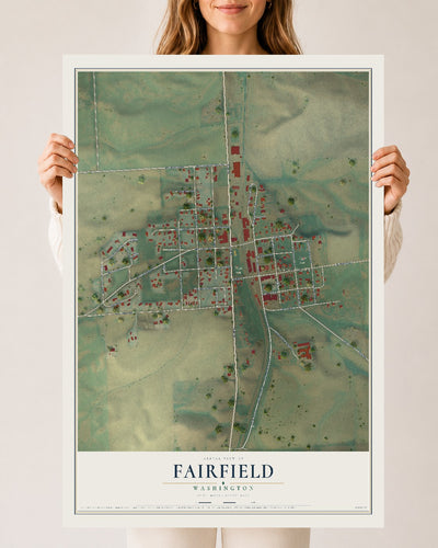 Map of Fairfield, Washington, 24 x 36 inch unframed archival matte print