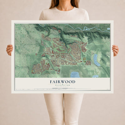Map of Fairwood, Washington, 24 x 36 inch unframed archival matte print